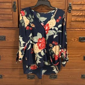 Navy blue floral blouse